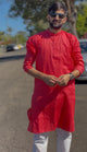 Coral Red  Cotton Men's Kurti