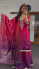 Fuchsia Silver Organza Palazzo Suit Set