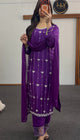 Purple Floral Chinon Kurti Set