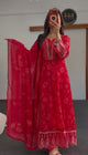 Red Sequin Chiffon Anarkali