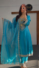 Teal Gold-toned Georgette Anarkali