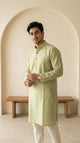 Green Printed/woven Cotton Men's Kurti