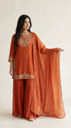 Rust Gold-toned Dola Silk Palazzo Suit Set