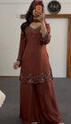 Rust Floral Chinon Palazzo Suit Set