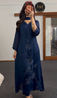 Navy Floral Chinon Kurti Set