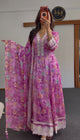 Fuchsia Floral Anarkali Set with Lace & Sequin Detail