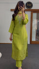 Green Stone Soft Silk Kurti Set