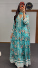 Teal Crochet-style Georgette Anarkali