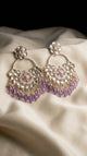 Lavender Kundan Chandbali Earrings with Amethyst Drops