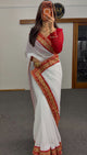 White Zari Georgette Saree