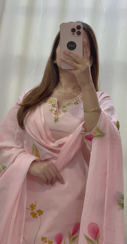 Blush pink Cotton Kurti set